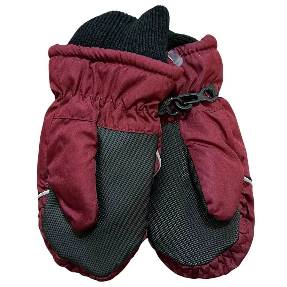 NEW Cat & Jack Baby Burgundy Snow Mittens 12-24M
